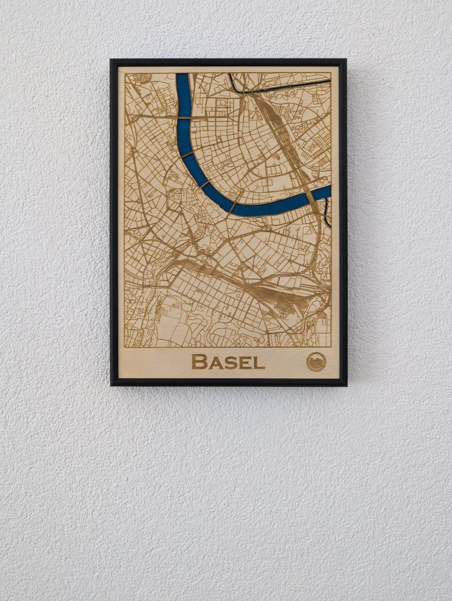 Holzbild für Schlafzimmer Karte Basel