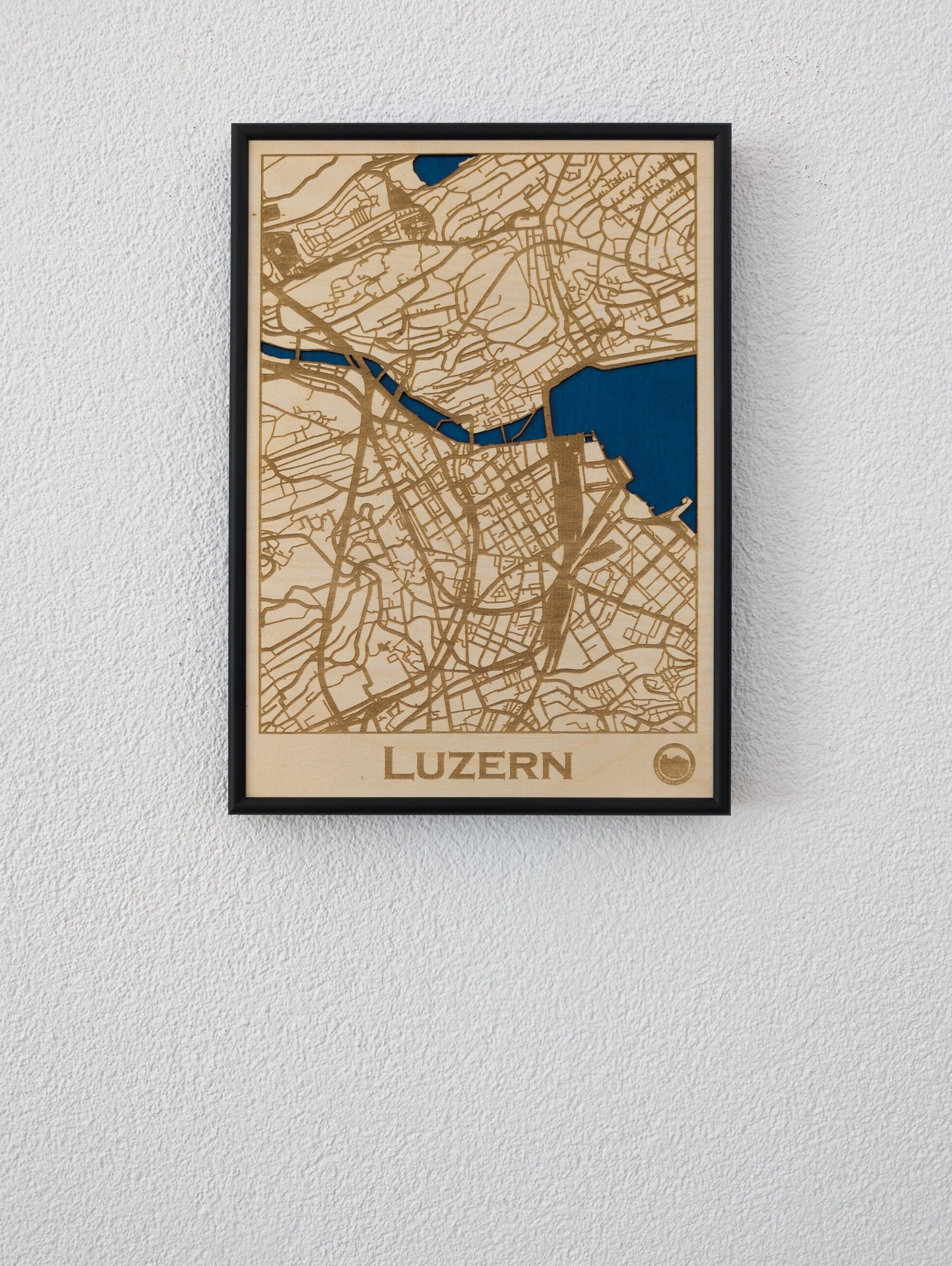 Holzbild für Schlafzimmer Karte Luzern